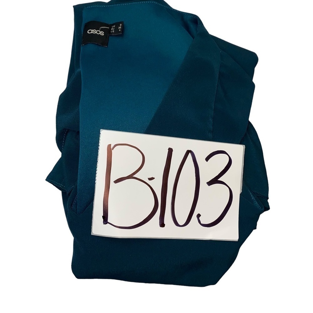 ASOS Blue-Green Teal Ruffle Hem Mini Dress - Picture 7 of 8